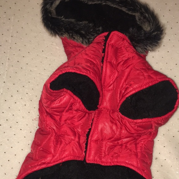 Top Paw Dog Coat w/fur trim sz M